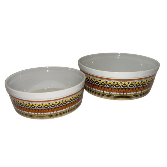 Vintage Royal Sealy Ceramic Bowls With Geometric Pattern - Set Of Two - White & - Picture 2 of 11